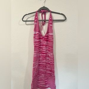 Pink Mini Sweater Dress Halter